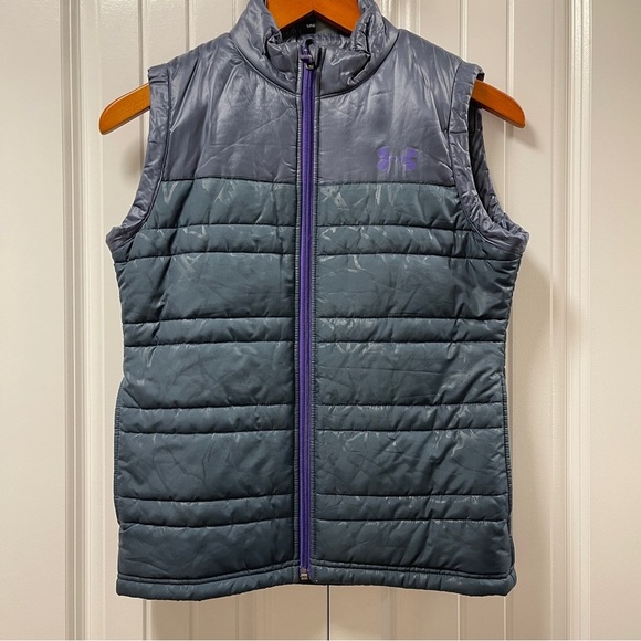 Under Armour Navy/Grey Puffer Vest – Youth Medium (Fits Women’s XXS) - Picture 2 of 10